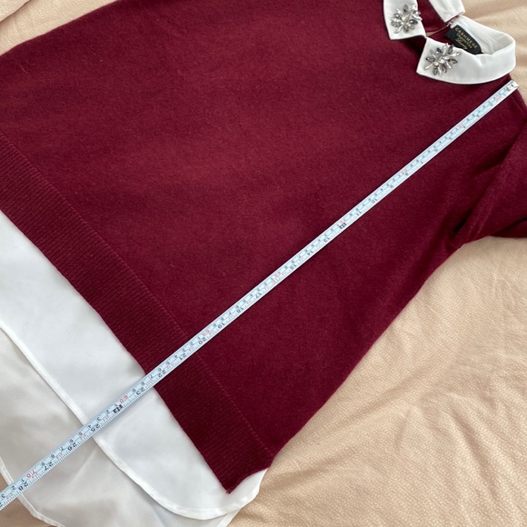 Charter Club Luxury Cashmere Jewel Burgundy White Layer Knit Sweater - Picture 15 of 16